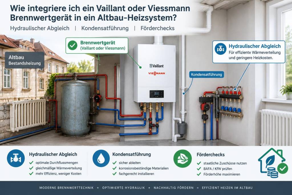 Wie integriere ich ein vaillant-oder viessmann-brennwertgerät in ein altbau-heizsystem: hydraulischer abgleich, kondensatführung und förderchecks