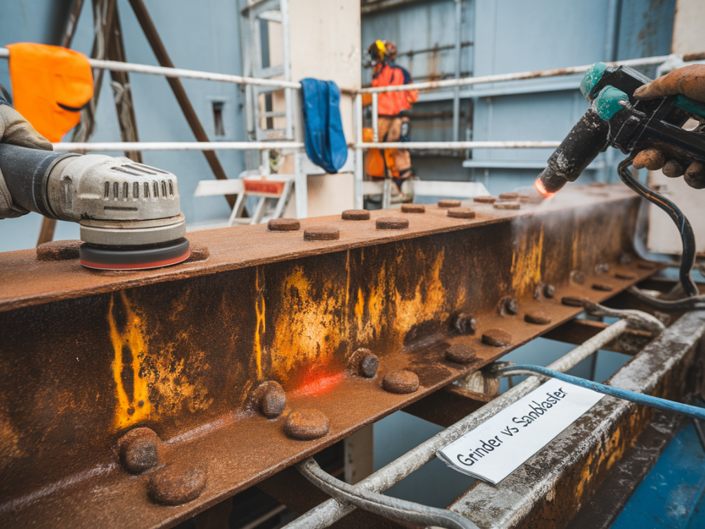 Wie repariere ich korrodierte stahlträger in sichtbaren decken: schutzmaßnahmen, schleifen vs sandstrahlen und korrosionsschutzlacke