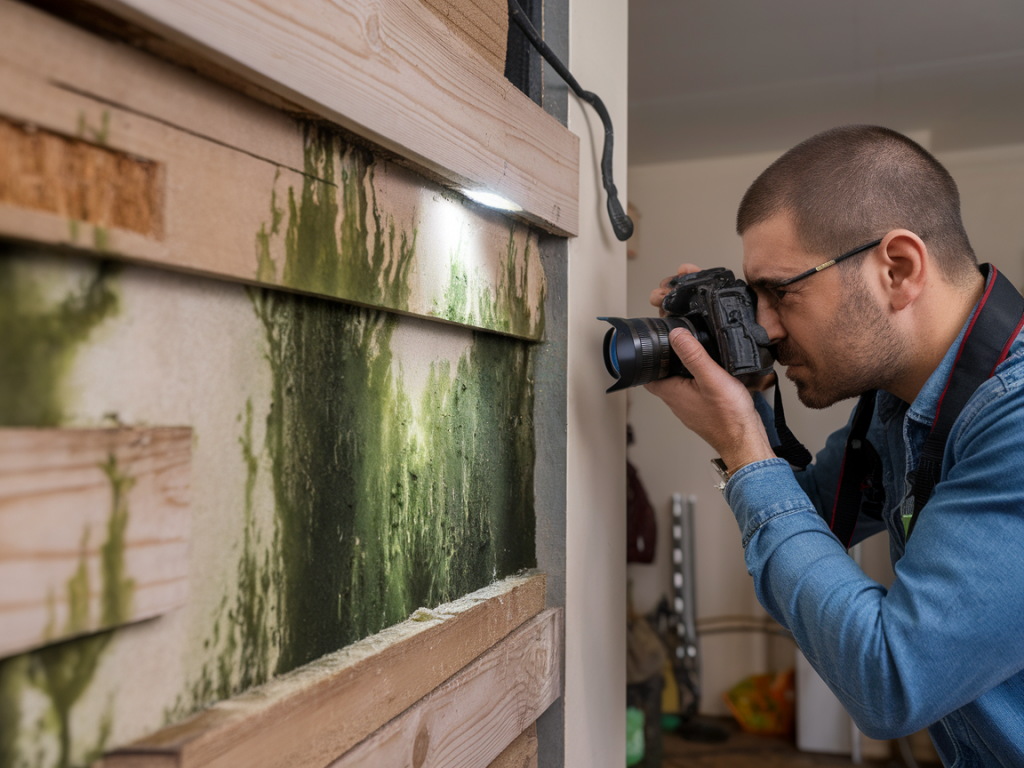 Wie finde ich schimmel hinter holzvertäfelungen ohne die wand zu öffnen und dokumentiere den schadensfall professionell
